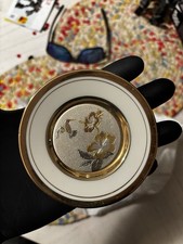 【新品】24K The art of Chokin☆希少▶鬼瓦茶托 5客 年譜付 Chokin Art Peacocks & Flowers, 24K Gold Edged Porcelain Vase