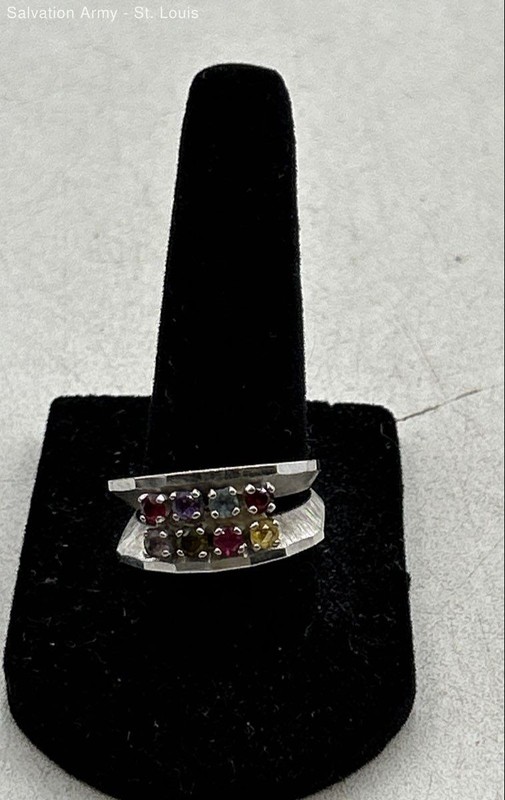 Elia's Jewels Womens 14K White Gold Cluster Ring Size 7.5 6.41 Grams
