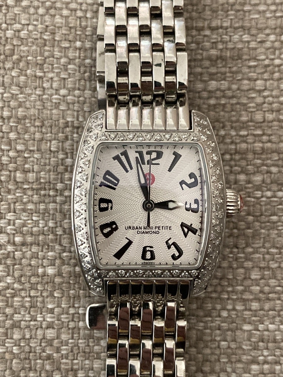 Michele Silver Urban Petite~Diamond Stainless Steel Watch  display picture 2