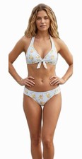 JESSICA SIMPSON MUJER S DOS PIEZAS HALTER TOP BIKINI PARTE INFERIOR CONJUNTO DE NATACIÓN FLORAL NUEVO CON ETIQUETAS