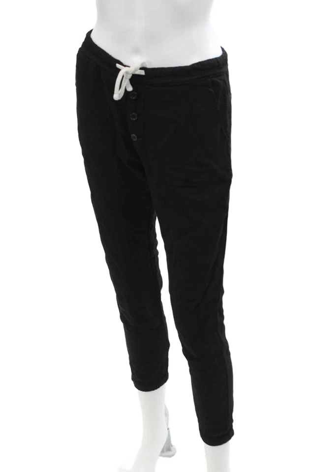 Pantalones de chándal James Perse para mujer cintura elástica con cordón salón negros talla 0 Foto 2 de 4