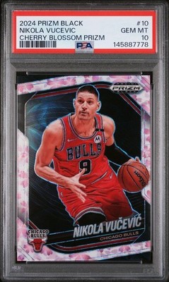 Nikola Vucevic 2024-25 Prizm Black Cherry Blossom 9/20 Jersey # PSA 10 Bulls