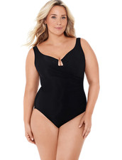 Miraclesuit Escape Black One Piece Underwire Swimsuit -plus size 18W- msrp 184