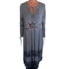 POL Black Boho Lace Panel Midi Dress NWT Women's S (Fits M/L) Oversized Whimsy