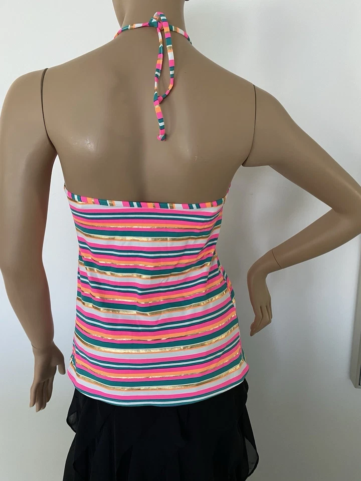 Camiseta de natación Tankini Freya 34F (Reino Unido) 34G (Estados Unidos) Rosa Multi UW Acolchada Nueva con Etiquetas Foto 3 de 4