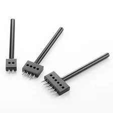 Leather Round Hole Punching Tool 3pcs Prong Punch Tool Set with 2/4/6 Prong O