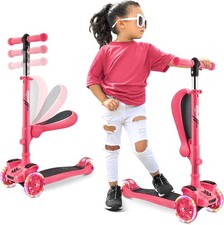 3 Wheeled Scooter Kids Wheel LED Lights Adjustable Lean Steer Handlebar 1 14