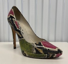 Alice + Olivia Multicolor Snake Embossed Leather Pointed Toe Stiletto Pumps 37