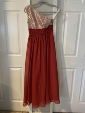 Azazie Sidney A-Line Chiffon Floor-Length Dress Size J10 Rust Color