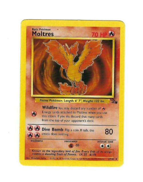 Moltres 27/62 - 1999 Fossil Set Pokemon Card NM/M (Never Played)