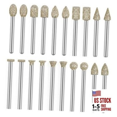 Rotary Tool Accessories  Carving Tools 20Pcs Diamond 60 Grit 1/8 Inch Shank 