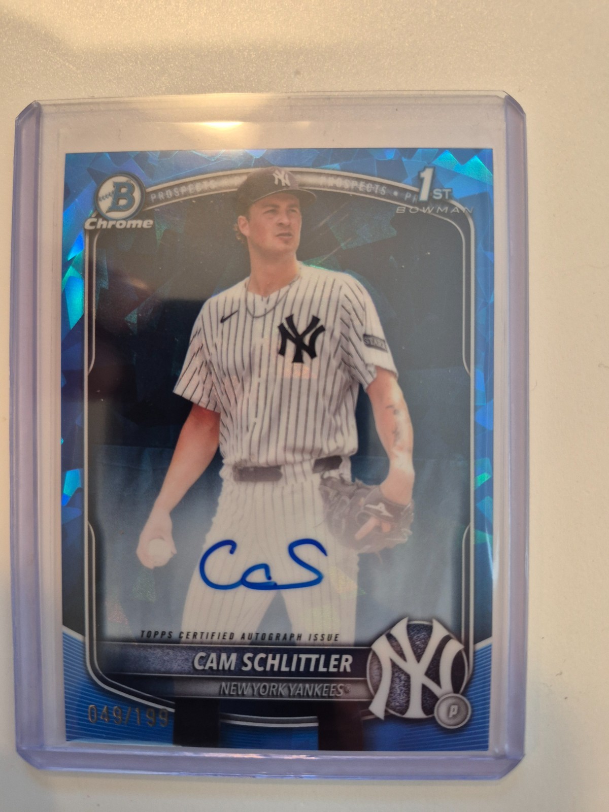 CAM SCHLITTLER 2025 Bowman Chrome Sapphire - 1st Bowman Auto #49/199 BEAUTY!!