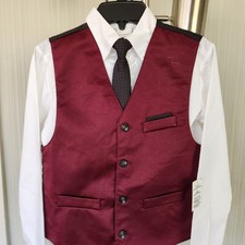 Van Heusen Boys 4-Piece Formal Suit Set Vest Pants Dress Shirt Tie Size 12 Reg