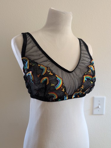 Savage Fenty Bra By Rhianna Lacy Black Rainbow Pride Size XL NWT