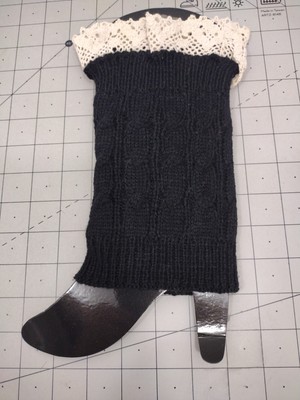 Black Cable Knit and Lace Boot Toppers OS