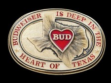 RJ09168 VINTAGE 1970s BUDWEISER IS DEEP IN THE HEART OF TEXAS BEER BUCKLE