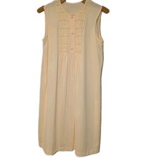 Vtg 60  s Gossard Artemis Nightgown Sz Yellow Nylon Sleeveless Smocked Bodice