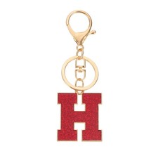 Initial Letter Keychain, A-Z Alphabet Keyring Letter H Metal Key Chain, Red
