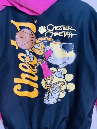 Cheetos Windbreaker Hoodie Men’s Size M Chester Cheetah Black Jacket Pockets image 5