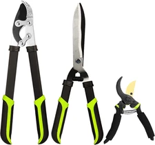 Loppers Hedge Clippers & Pruners Combo Set 3-Piece Hedge Shears, Sharp Tree Trim