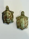 2 Vintage Brush McCoy Pottery Turtle Figurine Green Brown 4.75”