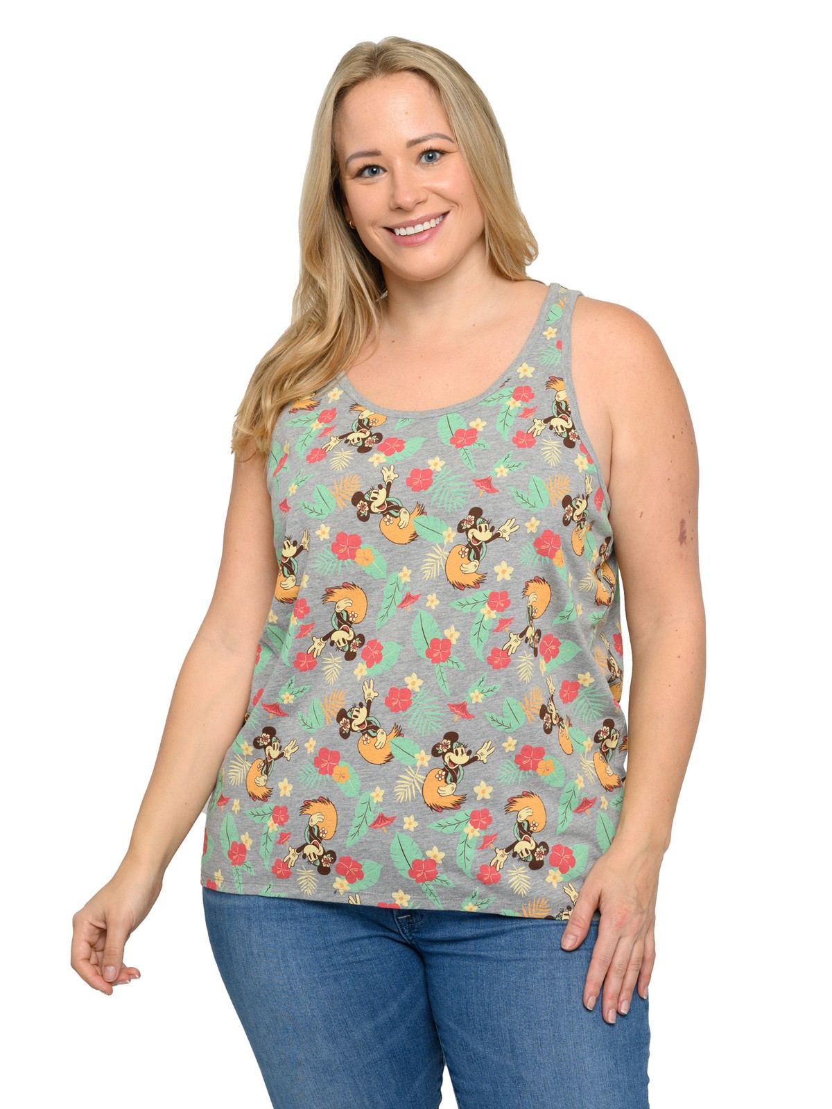 Disney Women’s Plus Size Minnie Mouse Tropical Hula Hawaiian Tank Top – 4X Only