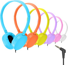 Kids Headphones Bulk 6 Pack for for Students School Classroom, Wholesale Multi C