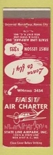 Matchbook Cover - State Line Airpark Air Charter Kansas City MO