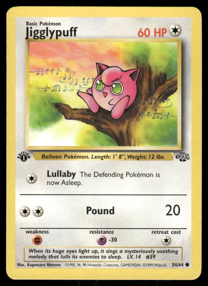 Pokemon Cards Jigglypuff 54/64 1ST EDITION Jungle Common NM