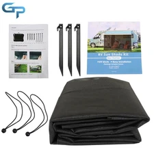 RV Awning Side Shade 7'x9'3"  - Mesh Screen Sunshade Complete Kits Black