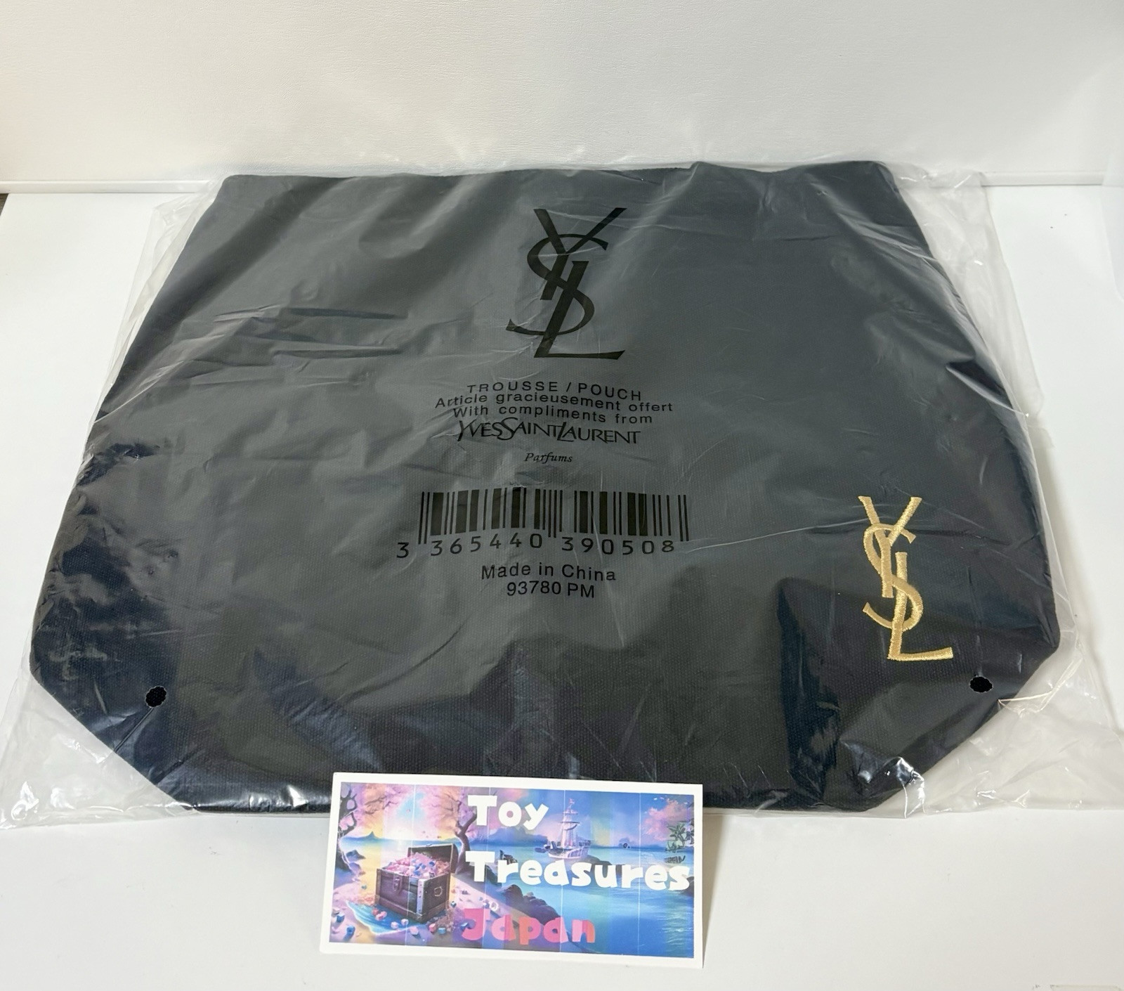Yves Saint Laurent Parfums Novelty Tote Bag Black Gold YSL