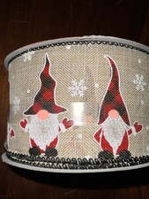 Holiday Time, Christmas Ribbon, Gnome, 2.5  x 40ft, Wired