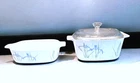 Vintage Corning Ware Shadow Iris A-1.5-B Casserole Dish +  A7C Lid + A-1-B Dish
