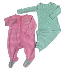 Carter's NB Bundle Baby Girl Sleep/Play Footed  Sleep Sack Pink Green