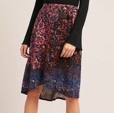 Anthropologie XL Maeve NWT Faux Wrap Floral Skirt Feminine Boho Cottagecore
