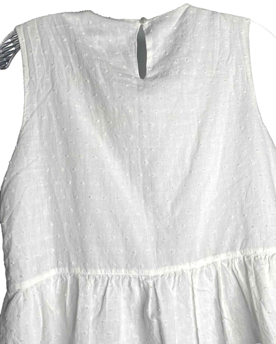 Women's White Floral Embroidered Boho Sleeveless Blouse Size small cottagecore - Bild 5 von 7