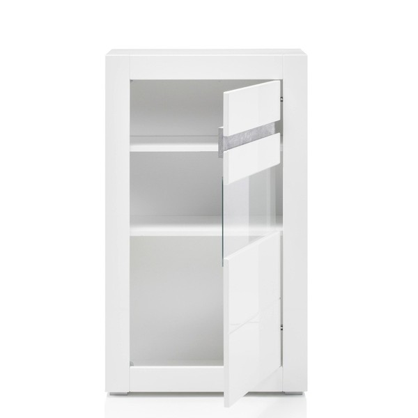 Moderne Kommode Wohnzimmer-Schrank Anrichte Flurschrank Weiß Hochglanz Highboard-image