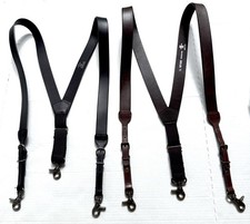 2x Nocona HD Xtreme Leather Suspenders Size XL Black Brown Heavy Duty Work
