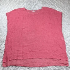 Eileen Fisher Top Medium Italian Linen Coral Pink Boxy Coastal Grandma Relaxed