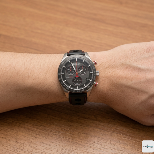 Tissot PRS 516 Chronograph T100.417.16.051.00 Quarz schwarzes Zifferblatt Herrenuhr 42mm - Bild 5 von 10