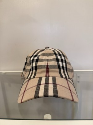 Burberry Hat Vintage Beige Nova Check Baseball Cap Cotton 90s Snap