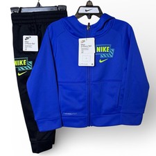 NIKE Boys 2-Piece Set Therma-Fit Full Zip Hoodie  Pants 3T Black  Blue NWT