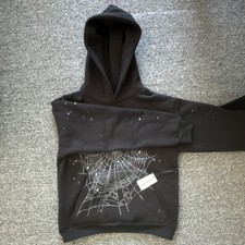 Unisex Kids Black Pullover Hoodie Size 5 Long Sleeve Rhinestone Spiderweb