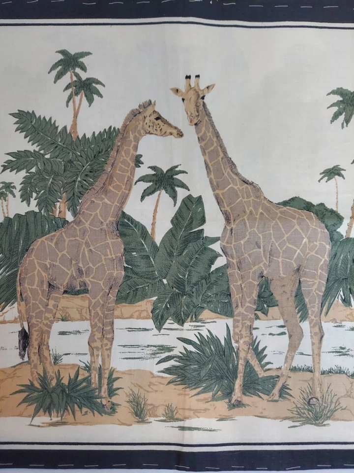 Nature's Wildlife Zebra Rhinoceros Giraffe Leppard Quilt Fabric Block (4) - Image 2 of 4