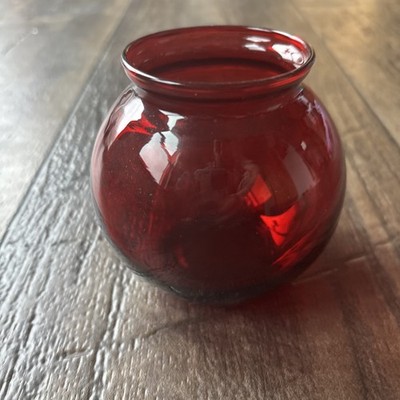 Vintage Ruby Red Glass Vase Mid-Century MCM Modern Accent 3.75 