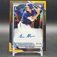 Sam Shaw 2024 Bowman 1st Gold Refractor /50 Auto Toronto Blue Jays CPA-SS
