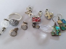 LOT BIJOUX ARGENT MASSIF vintage émail nacre