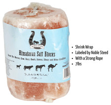 Himalayan Salt Lick Block 7 lb on Rope for Horse, Deer, Goat, Livestock Animals