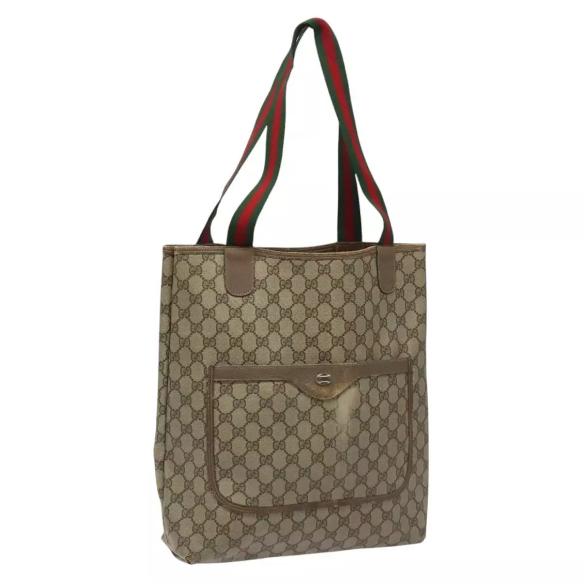 Sac fourre tout GUCCI GG Supreme Web Sherry Line PVC vert rouge 89 02 003 authentique 113467