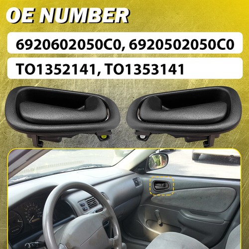 Door Interior Handles Left+Right Side Fit 1998-02 Chevrolet Prizm Toyota Corolla - Picture 3 of 16